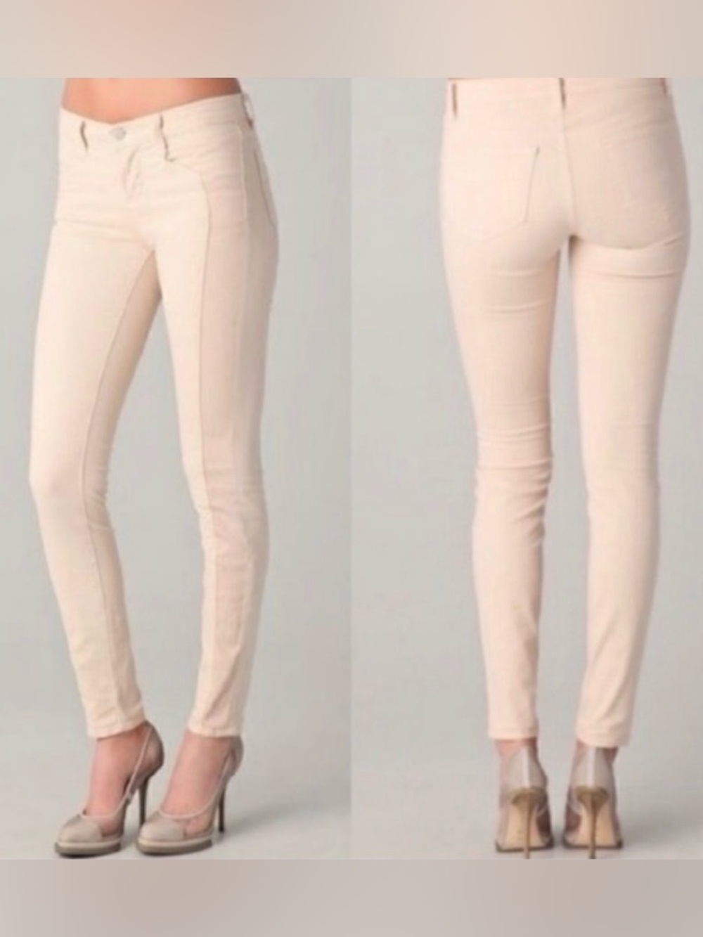 NWT J Brand Kinsey Pieced Skinny Jeans in Cream / Tan Size 26 - Picture 3 of 7